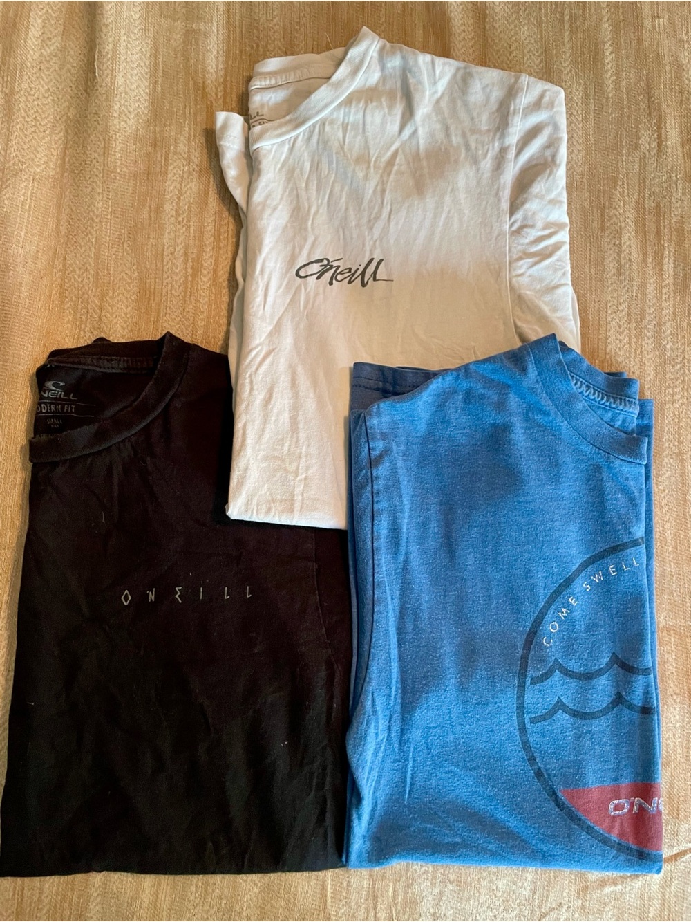 O'Neill T-shirts; bundle of 3- White, Black, Blue